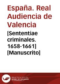 [Sententiae criminales. 1658-1661] [Manuscrito]