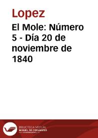 El Mole. Número 5 - Día 20 de noviembre de 1840