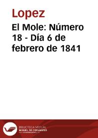 El Mole. Número 18 - Día 6 de febrero de 1841