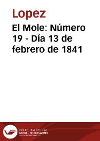 El Mole. Número 19 - Día 13 de febrero de 1841