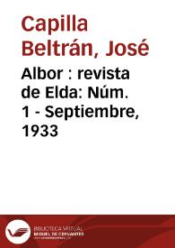 Albor [Recurso electrónico]: revista de Elda. Núm. 1 - Septiembre, 1933