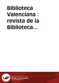 Biblioteca Valenciana : revista de la Biblioteca Valenciana