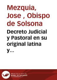 Decreto Judicial y Pastoral en su original latina y con su traducción castellana