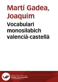 Vocabulari monosilabich valencià-castellà
