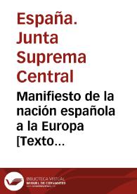 Manifiesto de la nación española a la Europa 