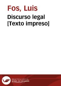 Discurso legal [Texto impreso]
