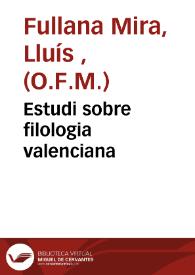 Estudi sobre filologia valenciana