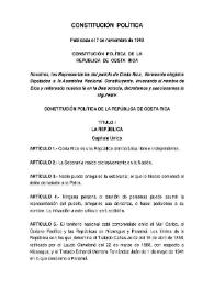 Constitución Política de la República de Costa Rica de 1949 (Incluye las reformas hasta 2003)