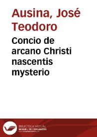 Concio de arcano Christi nascentis mysterio