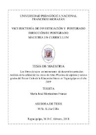 Los libros de texto un instrumento de desarrollo curricular: Análisis de la calidad de los textos de Artes Plásticas de séptimo y octavo grados del Tercer Ciclo de la Educación Básica en Tegucigalpa en el año 2009