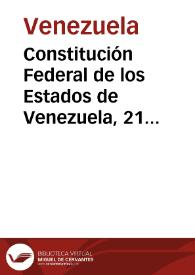 Constitución Federal de los Estados de Venezuela, 21 de diciembre 1811
