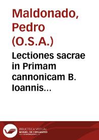 Lectiones sacrae in Primam cannonicam B. Ioannis Apostoli