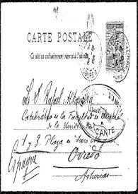 Tarjeta postal de Antonio N. Sunibert a Rafael Altamira, Bordeaux, 29 de diciembre 1906