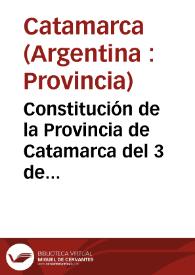 Constitución de la Provincia de Catamarca del 3 de septiembre de 1988