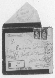 [Sobre postal sin carta enviado por Carmen Romero Rubio de Díaz a Enrique Danel en México. Caux, Helvetia, 15 de enero de 1916]