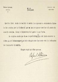 Carta de Rafael Altamira a  Leopoldo García-Alas García-Argüelles. Madrid, 30 de marzo de 1936