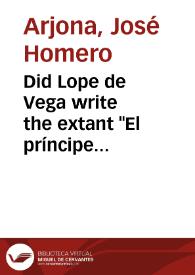 Did Lope de Vega write the extant 