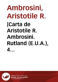 [Carta de Aristotile R. Ambrosini. Rutland (E.U.A.), 4 de abril de 1911]