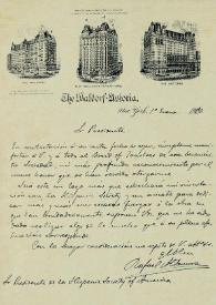 Carta de Rafael Altamira a Archer Milton Huntington. New York, 1 de enero de 1910