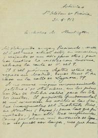Carta de Rafael Altamira a Archer Milton Huntington. San Esteban de Pravia (Asturias), 31 de agosto de 1912