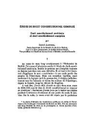 Études de droit constitutionnel comparé : droit constitutionnel américain et droit constitutionnel européen