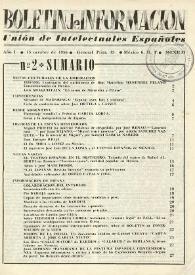 Boletín de información : Unión de intelectuales españoles. Año I, núm. 2, 15 de octubre de 1956