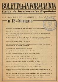 Boletín de información : Unión de intelectuales españoles. Año V, núm. 12, junio-julio de 1960