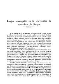 Linajes vascongados en la Universidad de mercaderes de Burgos