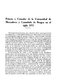 Priores y cónsules de la Universidad de Mercaderes y Consulado de Burgos en el siglo XVI