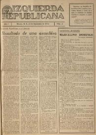 Izquierda Republicana. Año I, núm. 2, 15 de septiembre de 1944