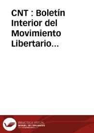 CNT : Boletín Interior del Movimiento Libertario Español en Francia
