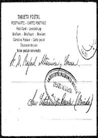 Tarjeta postal de Francisco Pages a Rafael Altamira. 17 de julio de 1907