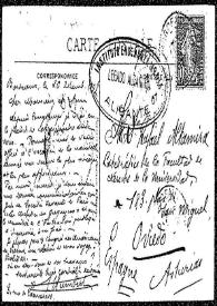 Tarjeta postal de J. Humbert a Rafael Altamira. Bordeaux, 26 de diciembre de 1907