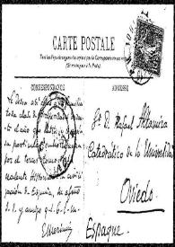 Tarjeta postal de E. Mérimée a Rafael Altamira