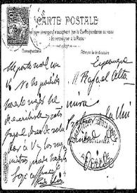 Tarjeta postal de Pedro Liz a Rafael Altamira