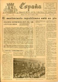 España : Órgano de la Junta Española de Liberación. Año I, núm. 12, 22 de abril de 1944