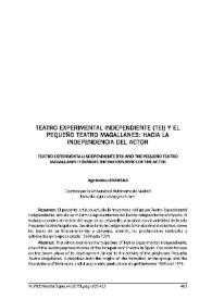 Teatro experimental independiente (TEI) y el pequeño teatro Magallanes: hacia la independencia del actor