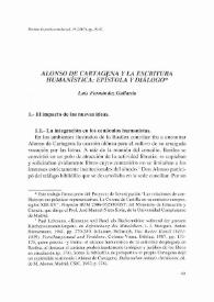 Alonso de Cartagena y la escritura humanística: epístola y diálogo
