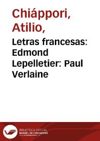 Letras francesas: Edmond Lepelletier: Paul Verlaine
