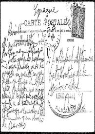 Tarjeta postal de [Francisco de las] Barras a Rafael Altamira. París, 15 de diciembre de 1908