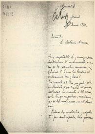 Carta de Rafael Altamira a Antonio Maura. Madrid, 7 de junio de 1910