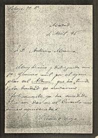 Carta de Rafael Altamira a Antonio Maura. Madrid, 4 de abril de 1896