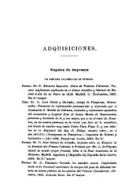 Adquisiciones de la Academia durante el segundo semestre del año 1882