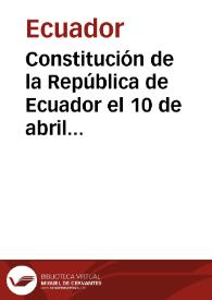 Constitución de la República de Ecuador el 10 de abril 1861