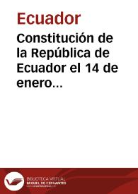 Constitución de la República de Ecuador el 14 de enero 1897