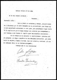 Carta de Pilar López y Amelia Fernández a Rafael Altamira. Habana, 25 de febrero de 1910
