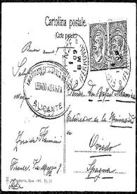 Tarjeta postal de Zoraide Flamini a Rafael Altamira. Florencia, [1 de enero de 1909]