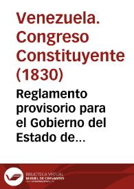 Reglamento provisorio para el Gobierno del Estado de 1830