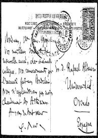 Tarjeta postal a Rafael Altamira. [Burdeos], 10 de junio de 1909