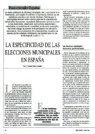La especificidad de las elecciones locales en España